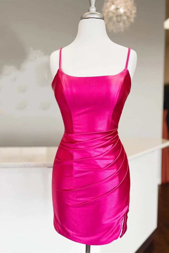 hot pink satin dress